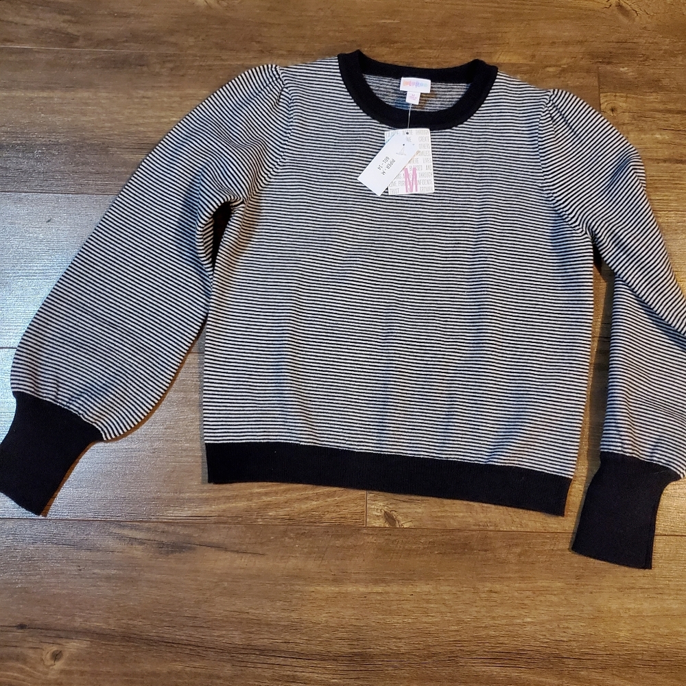 BNWT- black and grey striped long sleeve piper